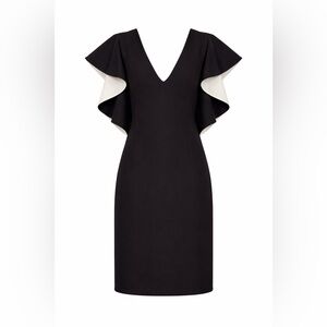 Black Sheath Dress with White Ruffle Sleeves